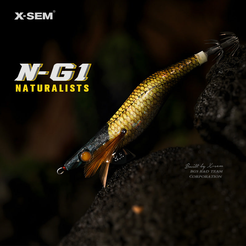 X-SEM N-G1 Natural Camouflage Squid Jig – 3.5 Size, Subtle UV Glow