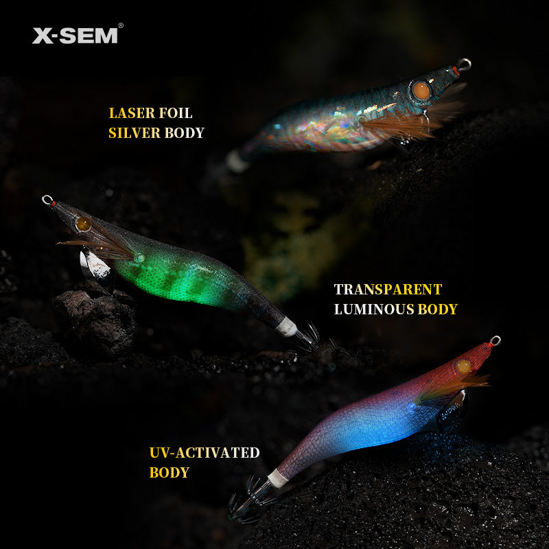 X-SEM N-G1 Natural Camouflage Squid Jig – 3.5 Size, Subtle UV Glow
