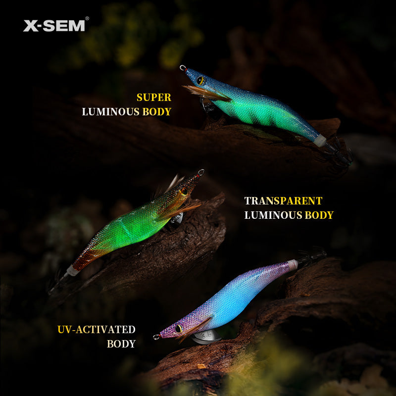 X-SEM B-G1 UV Glow Squid Jig – 3.5 Size, Flash Finish