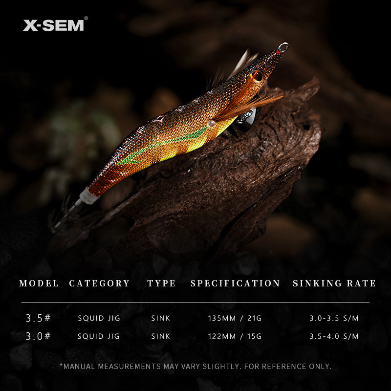 X-SEM B-G1 UV Glow Squid Jig – 3.5 Size, Flash Finish
