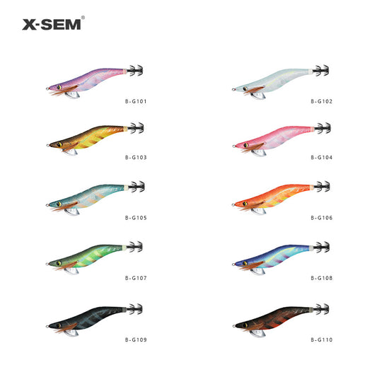 X-SEM B-G1 UV Glow Squid Jig – 3.5 Size, Flash Finish