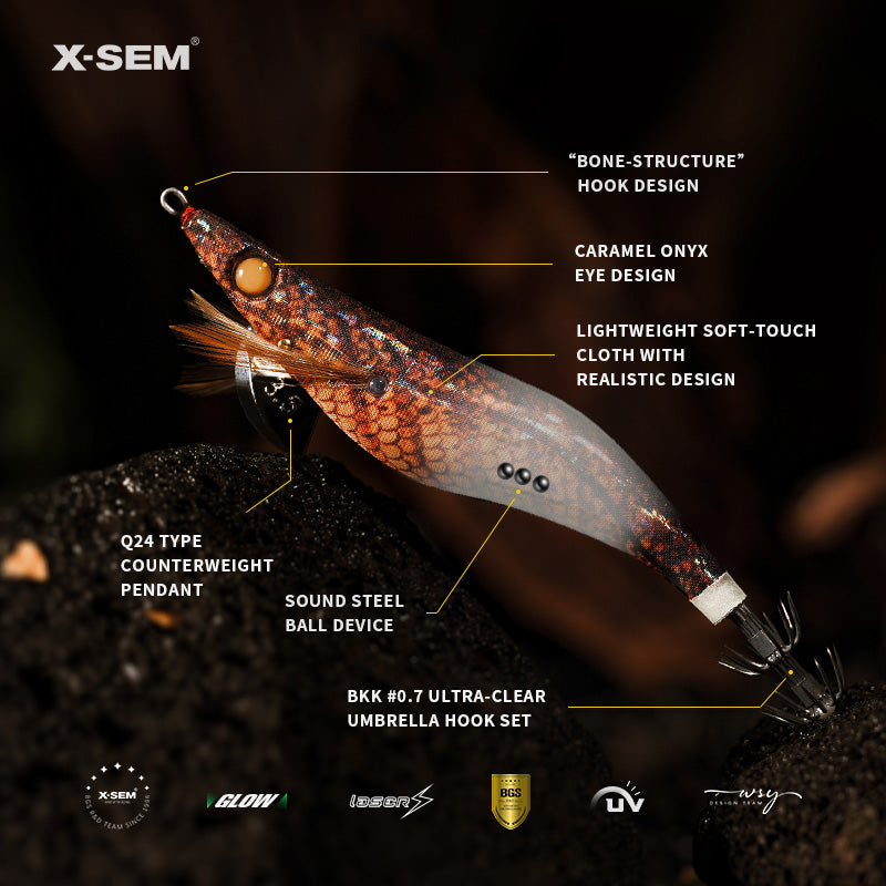X-SEM B-G1 UV Glow Squid Jig – 3.5 Size, Flash Finish